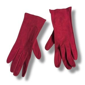 SHALIMAR Designed by Christian Dior Red Suede Short Gloves VINTAGE